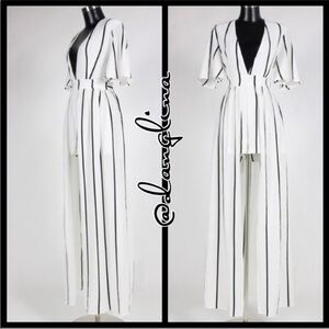 ❣️ Sale was $65 down sizing ❣️ Black and white striped maxi romper